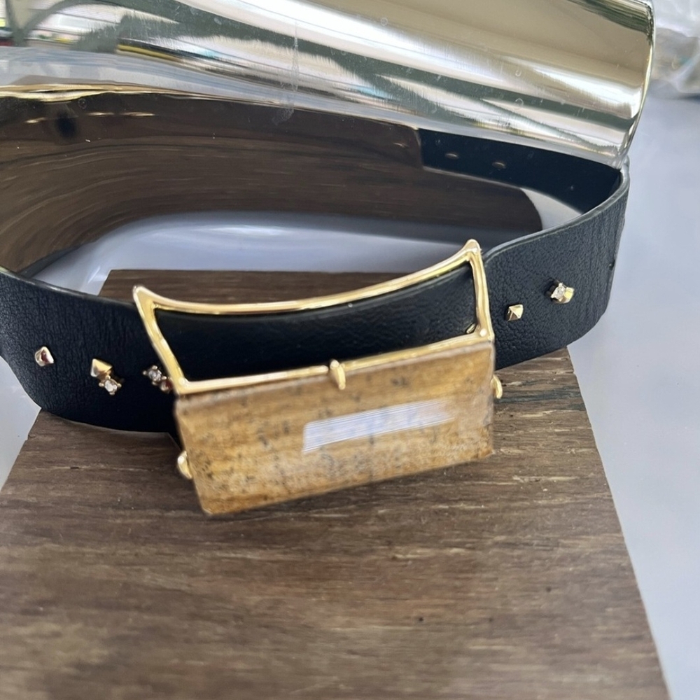 Alexis Bittar Leather Belt Bracelet with Gold Buckle